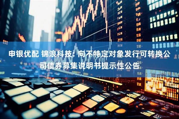 申银优配 锦浪科技: 向不特定对象发行可转换公司债券募集说明书提示性公告
